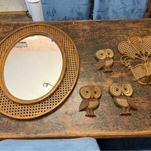 Vintage MCM faux cane mirror set (1940-1950’s)
